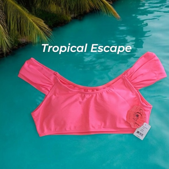 NWT Coral Tropics Apollo Swimwear 2 Piece Suit Lipstick Pink Bloomingdale’s XL - Picture 2 of 6